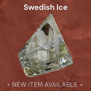 Munro Sweden Ice Glass Pyramid Toto Kjellsyrom; Vintage MCM large candle holder